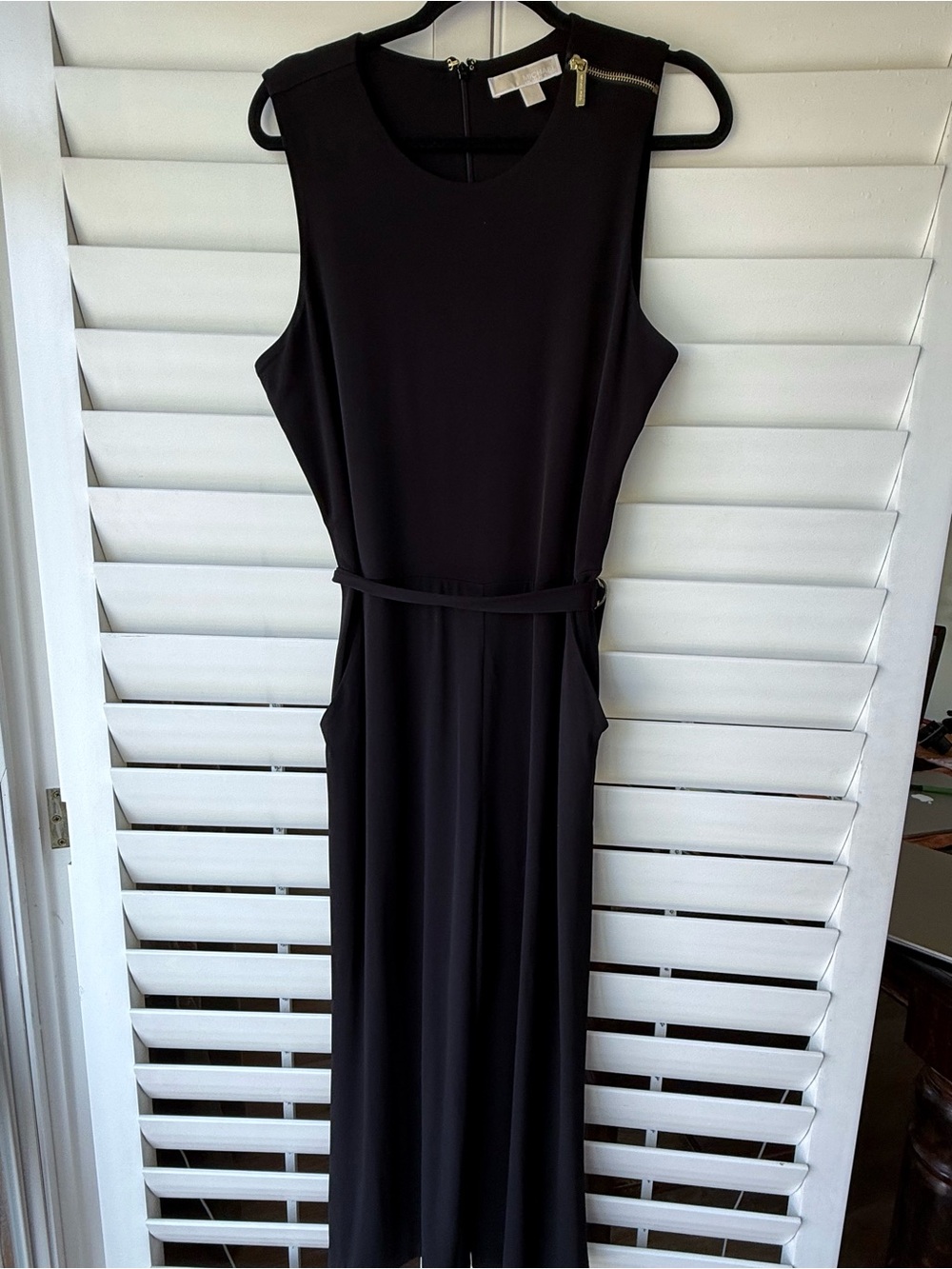 MICHAEL Michael Kors Black Sleeveless Jumpsuit with Tie Waist